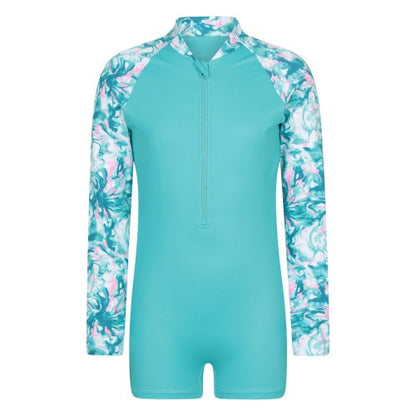 Front - Mountain Warehouse Childrens/Kids Mira Marble Effect Long-Sleeved Rash Guard