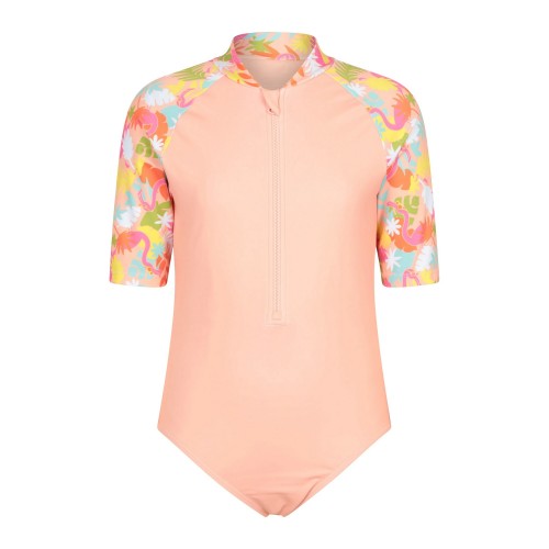 Front - Mountain Warehouse Girls Mira Tropical Rash Guard Swimsuit