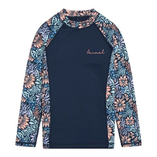 Front - Animal Girls Lillie Floral Rash Guard