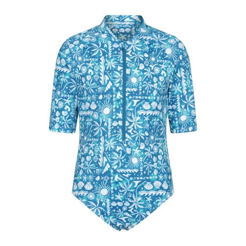 Front - Mountain Warehouse Girls Mira Sealife Rash Guard Swimsuit