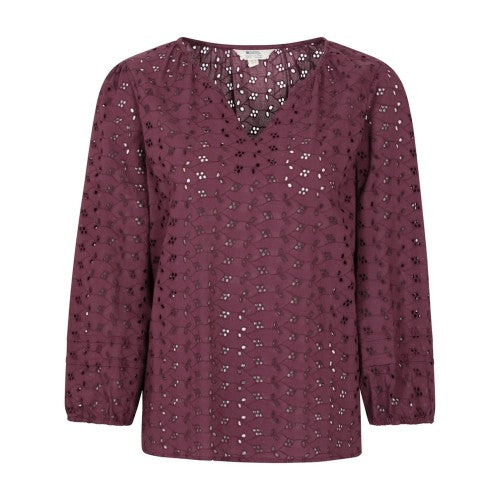 Front - Mountain Warehouse Womens/Ladies Broderie Lightweight 3/4 Sleeve Casual Shirt