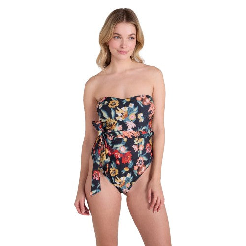 Front - Animal Womens/Ladies Belted Bandeau One Piece Swimsuit