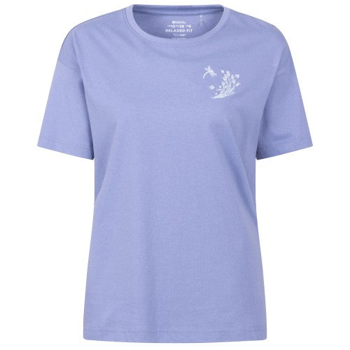 Front - Mountain Warehouse Womens Ladies Dragonfly Embroidered Relaxed Fit Short Sleeved T Shirt