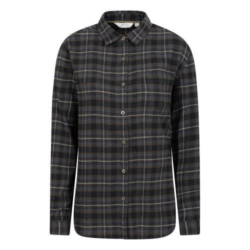 Front - Mountain Warehouse Womens/Ladies Balsam Brushed Flannel Longline Shirt