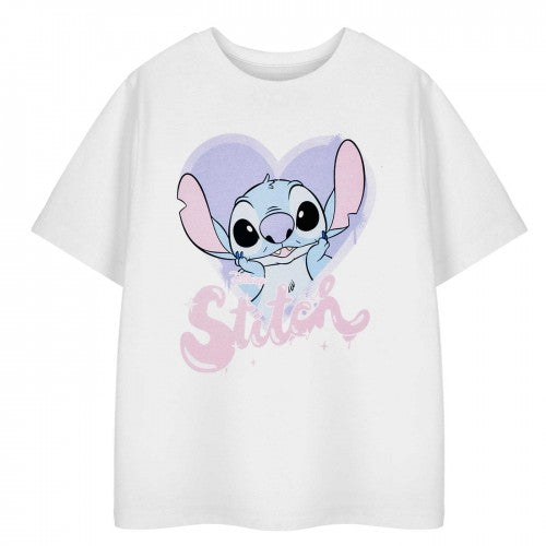 Front - Lilo & Stitch Girls Heart Short-Sleeved T-Shirt