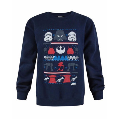 Front - Star Wars Childrens/Boys Official Darth Vader Fairisle Christmas Jumper