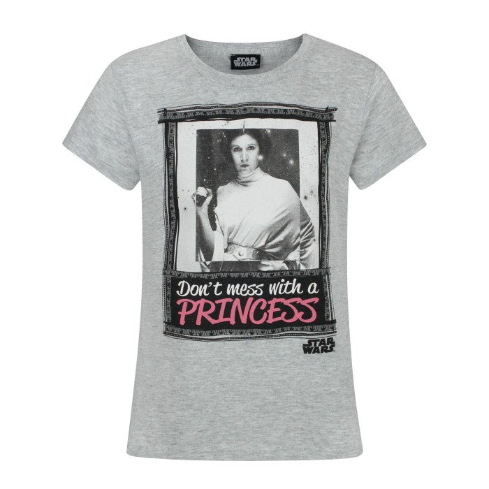 Front - Star Wars Girls `Don`t Mess With A Princess` T Shirt
