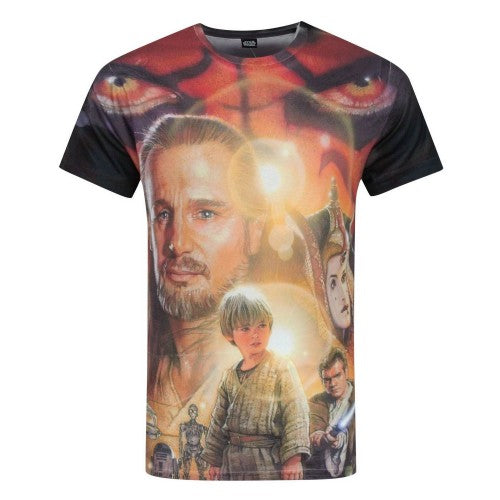Front - Star Wars Mens Phantom Menace Sublimation T-Shirt