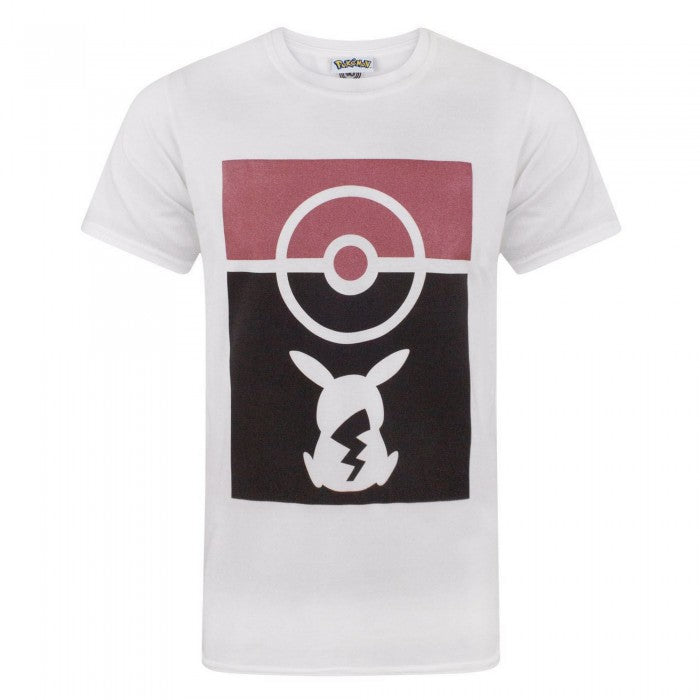 Front - Pokemon Mens Pokeball Pikachu Silhouette T-Shirt