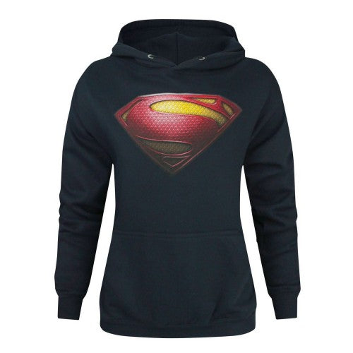 Front - Superman Womens/Ladies Man Of Steel Logo Hoodie