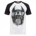 Front - Justice League Mens Character Line Up Raglan T-Shirt