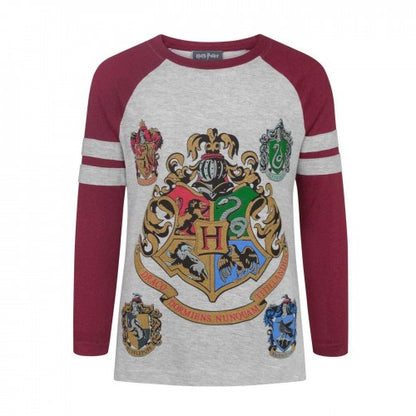 Front - Harry Potter Official Girls Hogwarts Raglan T-Shirt