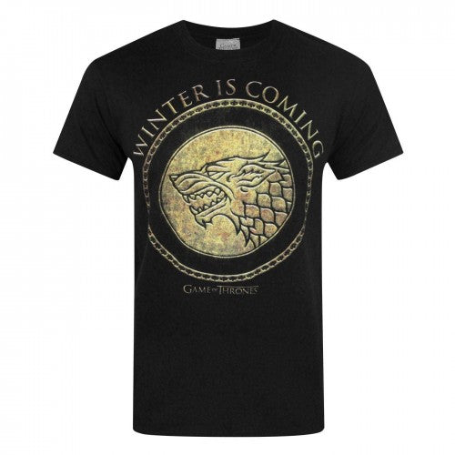 Front - Game Of Thrones Official Mens Gold Shield T-Shirt