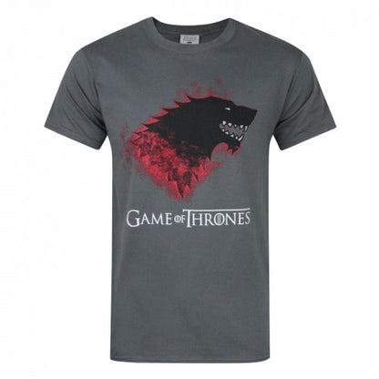 Front - Game Of Thrones Official Mens Stark Bloody Direwolf T-Shirt