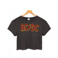 Front - Amplified Womens/Ladies AC/DC Logo Cropped T-Shirt