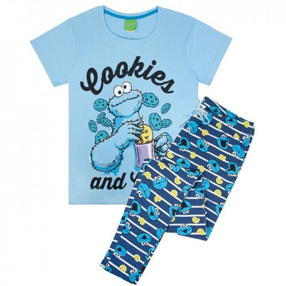 Front - Sesame Street Womens/Ladies Cookie Monster Pyjamas