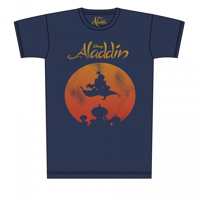 Front - Aladdin Mens Magic Carpet Distressed Print T-Shirt