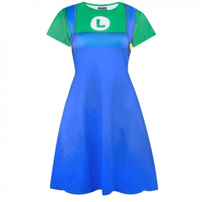 Front - Super Mario Womens/Ladies Luigi Costume Dress