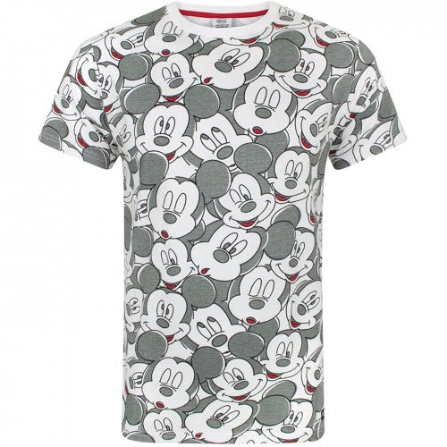 Front - Mickey Mouse Mens Faces All-Over Print T-Shirt
