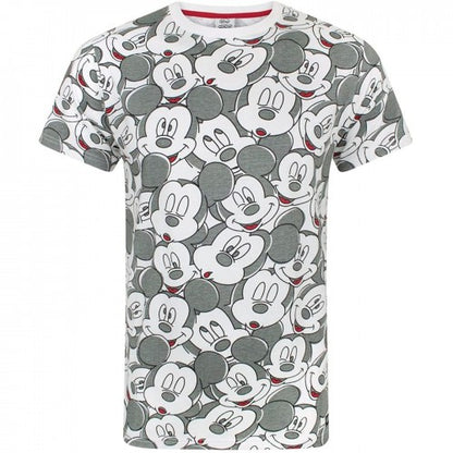 Front - Mickey Mouse Mens Faces All-Over Print T-Shirt