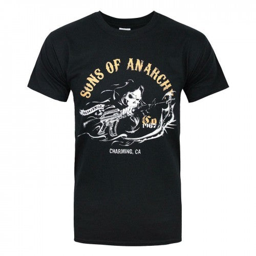 Front - Sons Of Anarchy Mens Charming CA T-Shirt