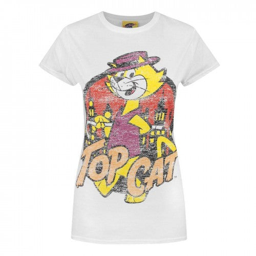 Front - Top Cat Womens/Ladies Distressed T-Shirt