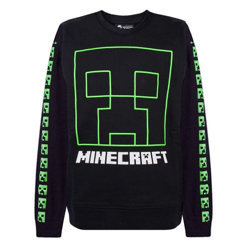 Front - Minecraft Boys Creeper Face Sweatshirt