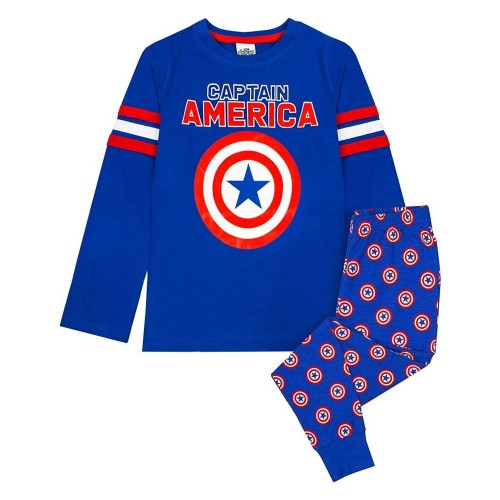 Front - Captain America Boys Shield Long Pyjama Set