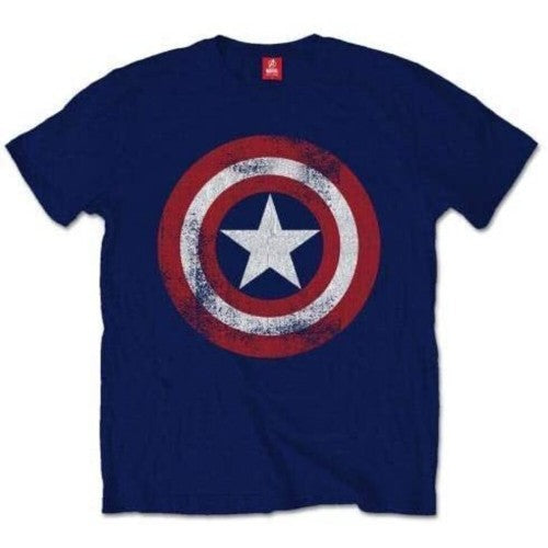 Front - Captain America Mens Distressed Logo T-Shirt