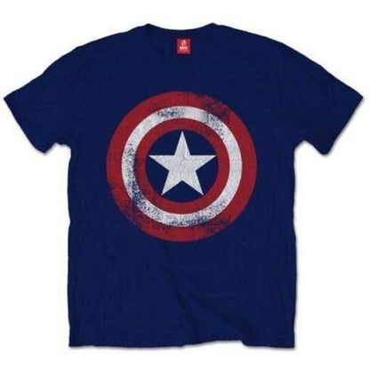 Front - Captain America Mens Distressed Logo T-Shirt
