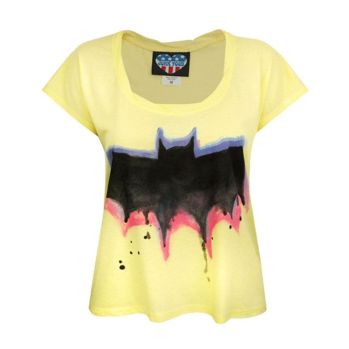 Front - Junk Food Womens/Ladies Batman Graffiti Oversized Crop Top