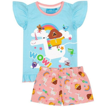 Front - Hey Duggee Girls Unicorn Frill Pyjama Set