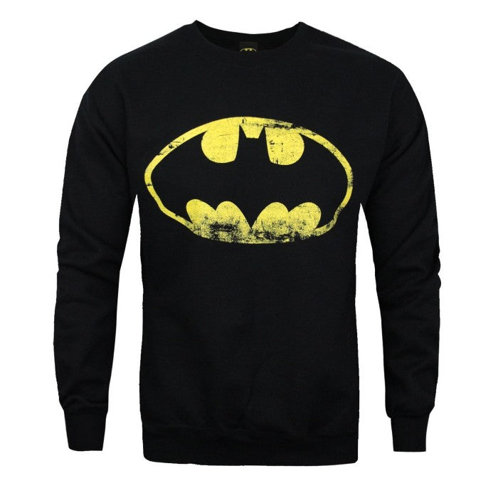 Front - Batman Mens Distressed Logo Sweatshirt
