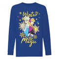 Front - Frozen Girls Winter Magic Anna And Elsa Glitter Long-Sleeved T-Shirt