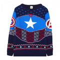 Front - Captain America Unisex Adult Shield Knitted Christmas Sweatshirt