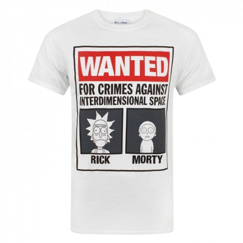 Front - Rick And Morty Mens Wanted Poster T-Shirt