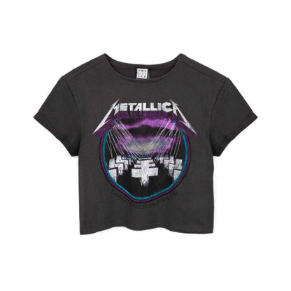 Front - Amplified Womens/Ladies Master Of Puppets Metallica Crop T-Shirt