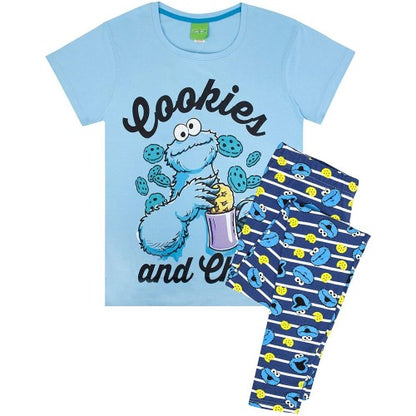 Front - Sesame Street Womens/Ladies Cookie Monster Pyjama Set