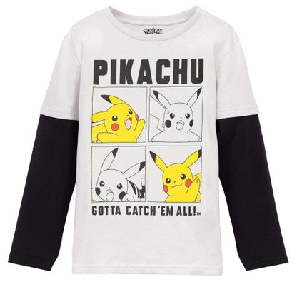 Front - Pokemon Boys Pikachu Long-Sleeved Skater Top