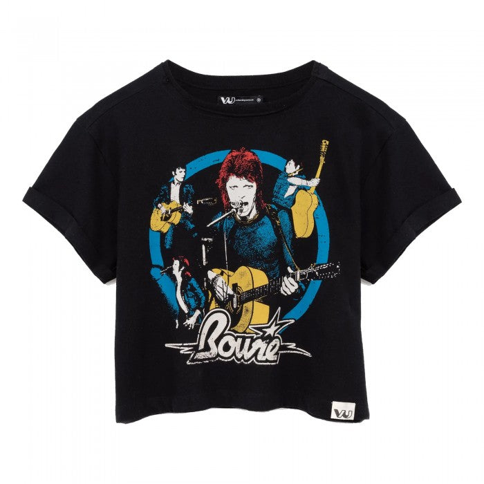 Front - David Bowie Womens/Ladies Crop T-Shirt