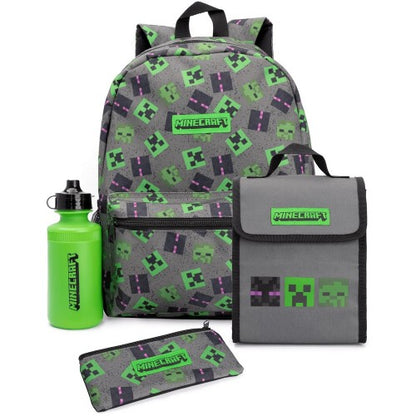 Front - Minecraft Lunch Bag And Backpack Set (Pack Of 4)