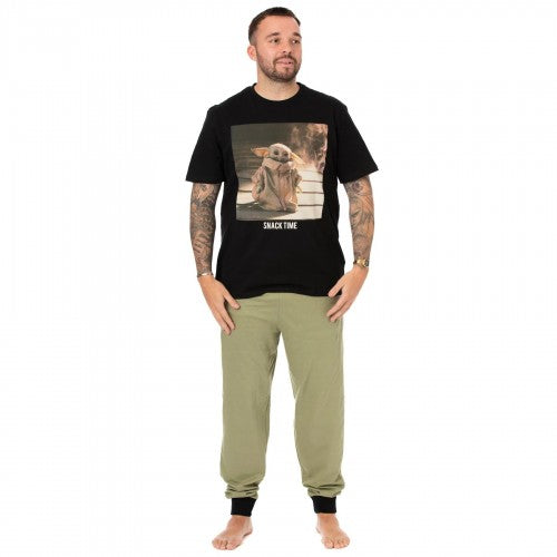 Front - Star Wars: The Mandalorian Mens Snack Time Long Pyjama Set
