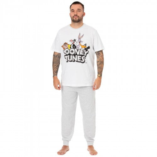 Front - Looney Tunes Mens Logo Long Pyjama Set