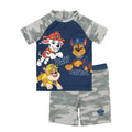 Front - Paw Patrol Boys Camo Two-Piece Swimsuit