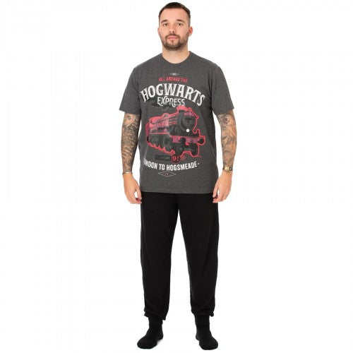 Front - Harry Potter Mens Hogwarts Express Long Pyjama Set