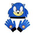Front - Sonic The Hedgehog Childrens/Kids Knitted Hat And Gloves Set