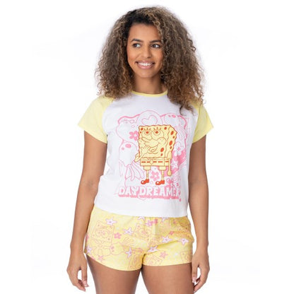 Front - SpongeBob SquarePants Womens/Ladies Short-Sleeved Pyjama Set
