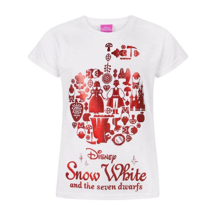 Front - Snow White And The Seven Dwarfs Girls Foil Short-Sleeved T-Shirt