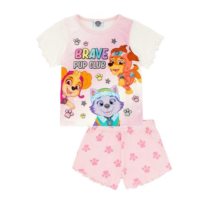 Front - Paw Patrol Girls Short-Sleeved Pyjama Set