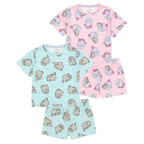 Front - Pusheen Girls Cat Short Pyjama Set (Pack of 2)